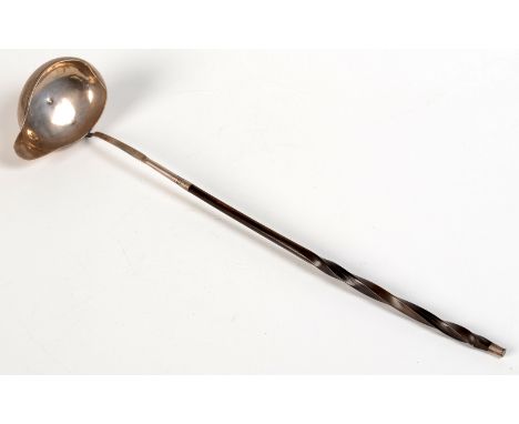 A Georgian silver ladle with twisted baleen handle, unmarked.