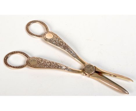 A set of Victorian silver grape scissors with finely cast Elizabethan pattern handles, by William Hutton & Sons, London, 1889