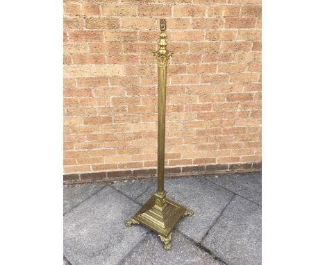 A BRASS CORINTHIAN COLUMN STANDARD LAMP  137cm high