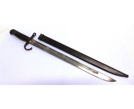 MILITARIA - A JAPANESE TYPE 30 BAYONET  the 40cm fullered steel blade with a stamped mark at the ricasso, and with a hooked q