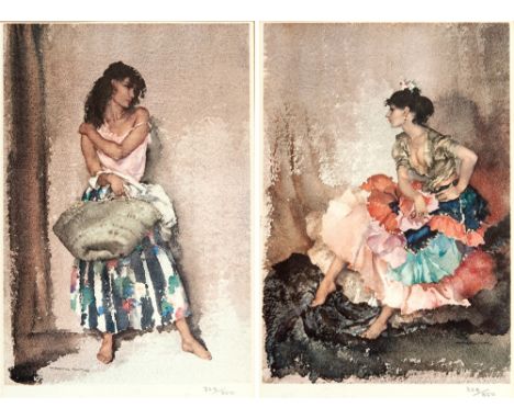 SIR WILLIAM RUSSELL FLINT, R.A. (SCOTTISH, 1880-1969)  'Iberian flounces', a pair,  colour prints, limited editions 324/850, 