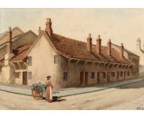 HARRY FRIER (BRITISH, 1849-1921)  Taunton: St. James' Almshouses,  watercolour, signed lower right, 24cm x 33.5cm.  Note: For