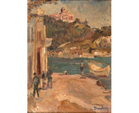 RONALD OSSORY DUNLOP, R.A. (IRISH, 1894-1974)  Nelson's Villa, Sicily, from the bay,  oil on canvas, signed lower right, 40cm