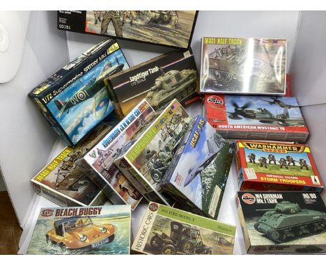 Airfix Vintage toy and other military revell , Heller vehicle and other kits -all vintage most are unused and as sold with so