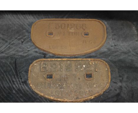 Model Railway antique Interest.   2 x Cast Iron Wagon Plaques