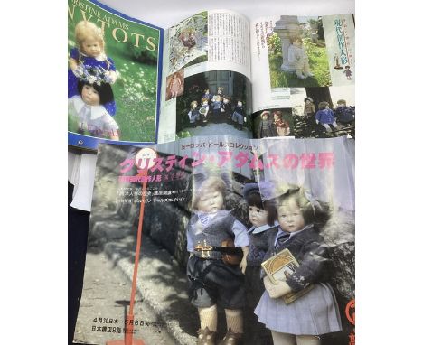 Christine Adams tiny tots 1977-1986 calender, Japanese doll fair magazine and a Poster from a Japanese doll trade fair featur