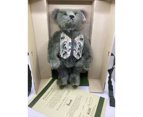 Steiff Harrods London Victorian Musical teddy bear  reproduced from an old model from 1906 , styled in a Victorian waistcoat 