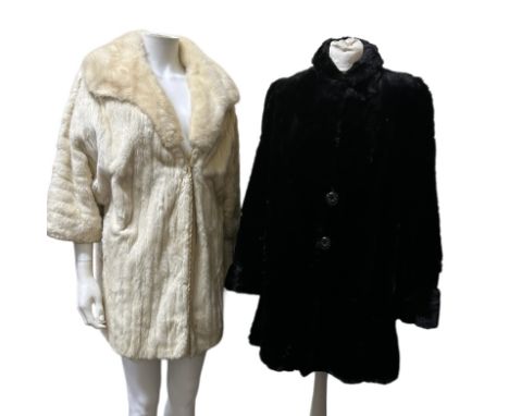 A bespoke 1950s dolman sleeved ermine jacket with mink collar and shantung lining, longer length s/d (S-M) and a 40s/50s seal