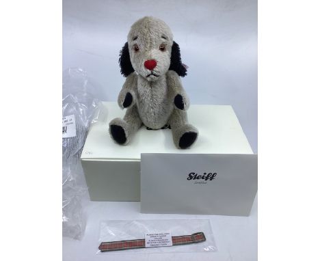 Steiff Vintage Boxed sooty series sweep Teddy bear Toys , white tag 66441 tag reference , with box and details, and original 