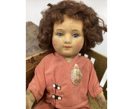 Chad Valley Rare Mabel Lucie Atwell Bambina 1926 Rare “ Bye Bye “ box 16” bedtime Pressed felt doll 16” tall, all original in