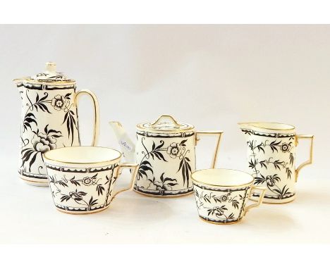 Thomas Goode Hammersley 5820 'Black Bamboo' part tea and coffee service including teapot, coffee pot, milk jug, cream jug, te