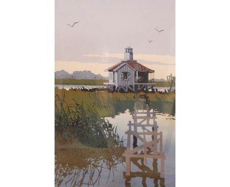 Ron PicouTwo limited edition printsScenes of the Louisana BayouLighthouse, 284/2500 dated 1988, 41cm x 26cm and "Le Port Acad