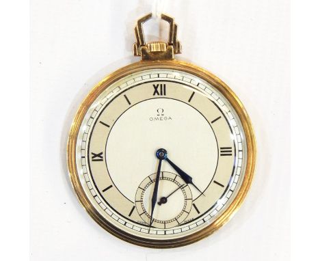 Gent's Omega rolled gold pocket dress watch with subsidiary seconds dial and hinged hanger, in Art Deco style Re: Enquiry - T
