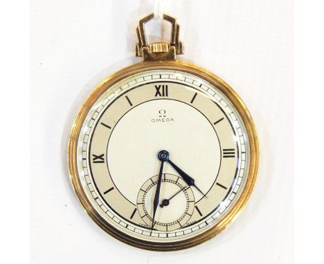 Gent's Omega rolled gold pocket dress watch with subsidiary seconds dial and hinged hanger, in Art Deco style Re: Enquiry - T