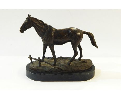 Bronze animalia French, a racehorse, marked 'Apul Edouard Brierre', the base 18cm wide 