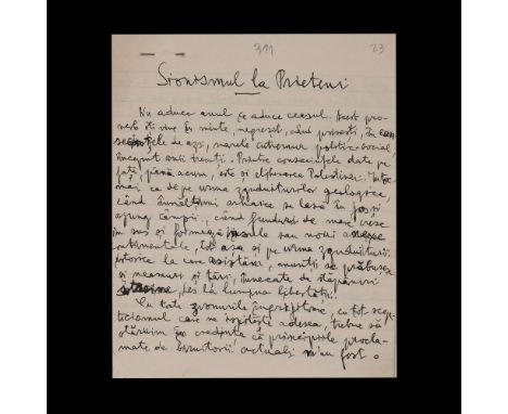 Hand written manuscripts from the "Pro Israel" cycle, by Gala Galaction, 1919-1925, from the historical collection ?erban ?uc