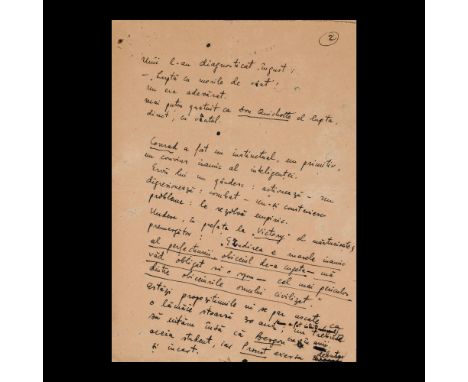Manuscript of the article "Notes on Conrad", by Alexandru Mirodan, published in Orizont magazine, approx. 1946, from the coll