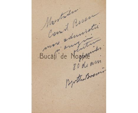 "Buc??i de noapte", by George Bacovia, Bucharest, 1926, with the dedication of Agatha Bacovia to the painter Camil Ressu, rar