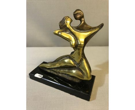 Abstract Bronze sculpture on a granite base, Signed, Originally purchased in 1992 from Rio, Brazil. Stands 19cm in height 