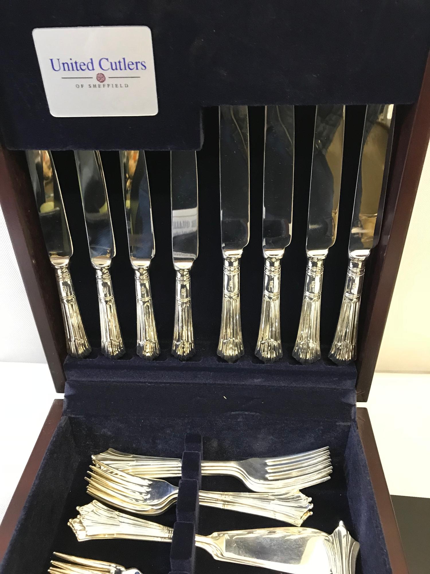 United Cutlers of Sheffield solid silver cutlery set, complete with