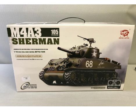 Heng Long 1/16 scale real radio control battle tank "M4A3 Sherman" sealed. Unchecked 