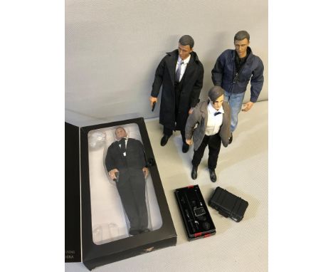 A Collection of four 1/6 scale figures which includes 3 James Bond figures and Doctor Who figure 