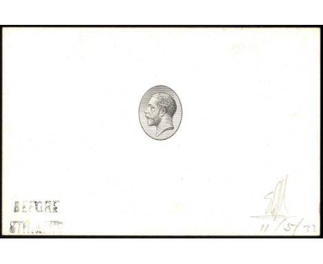Kenya, Uganda and Tanganyika. 1922 Die Proof of the KGV Portrait vignette for the 1922-27 high values (1/- to £100), in black