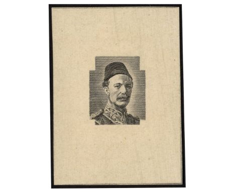 Sudan. 1935 Die proof of Gordon's portrait in black on wove paper, prepared by Bohumil Heinz, a Czech engraver employed by De
