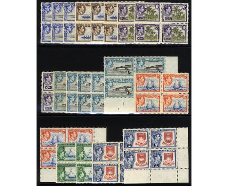 Gilbert & Ellice Islands. 1937-54 collection of unmounted mint blocks of four (44 blocks) collected for shades, at least two 