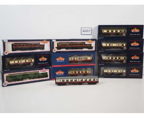 A group of BACHMANN OO gauge passenger coaches, mostly MK1 examples in various liveries - G/E in G/VG boxes (where boxed - on