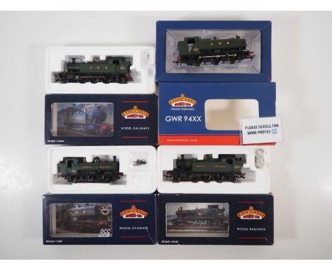 A group of BACHMANN OO gauge GWR steam tank locomotives all in GWR green livery - VG in VG boxes (4)