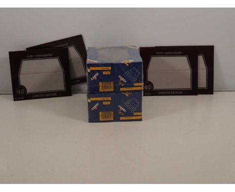 A CORGI trade pack of 4x code 3 promotional Range Rovers in maroon livery produced for the 40th Anniversary of Land Rover (Th