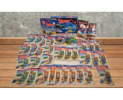 A large quantity of MATCHBOX Gerry Anderson 'Thunderbirds' carded figures and vehicles together with a boxed vehicle rescue p
