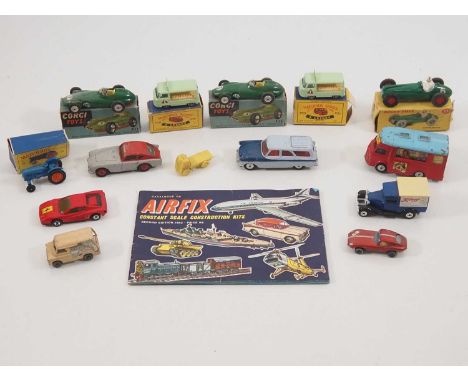 A group of boxed and unboxed diecast vehicles by MATCHBOX, CORGI, DINKY and MARX together with an AIRFIX second edition catal