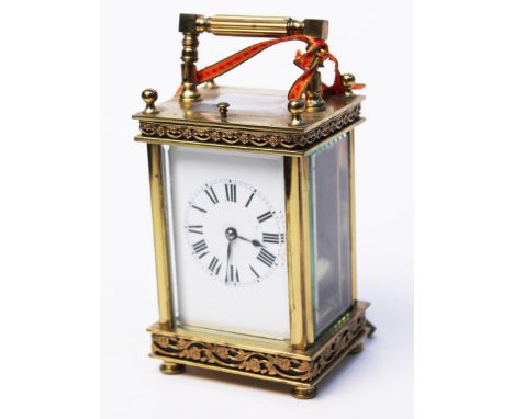 A brass carriage clock. H16cm
