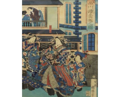 A Japanese woodblock print. 23cm x 34cm