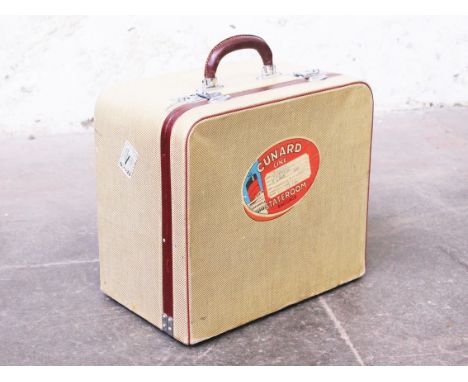 A vintage case with Cunard Line sticker. L42cm