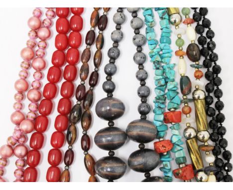 A group of vintage bead necklaces