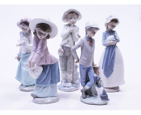 A group of five Nao figures