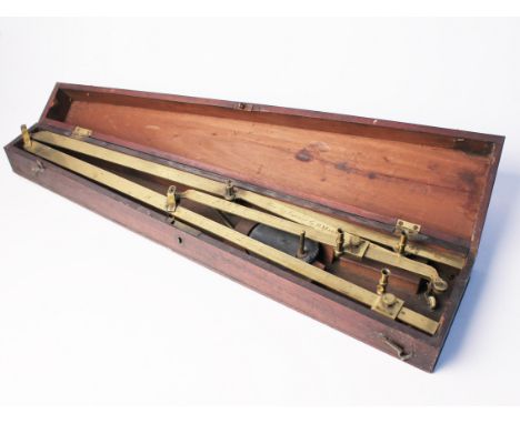 A Georgian brass pantograph inscribed ÔMade & Improved by B Martin Fleet-Street LondonÕ. In mahogany case. L59cm