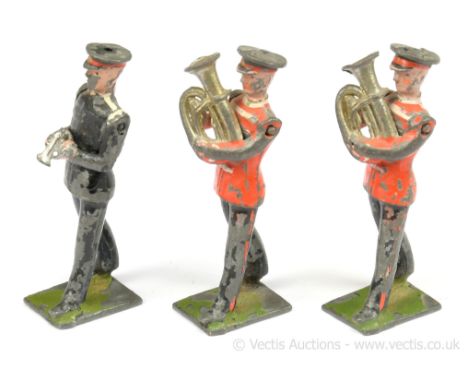 Britains - From Set 1317 - Salvation Army Band, [1934 Version] in Red, now comprising: 2 x  Euphonium &amp; in Blue - 1 x Tru