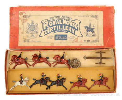 Britains - Set 125 - [Small Scale] Royal Horse Artillery - [First 1902 version], comprising: 6 x Horse Team with 3 x Drivers,