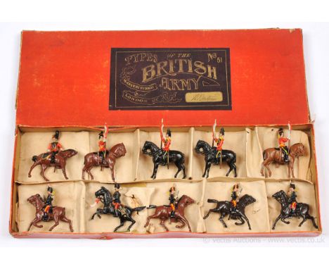 Britains - Set 51 - British Army Display Set [1895 Version] comprising: Set 12 [1894 Issue] - 11th Hussars - Officer on a Pra