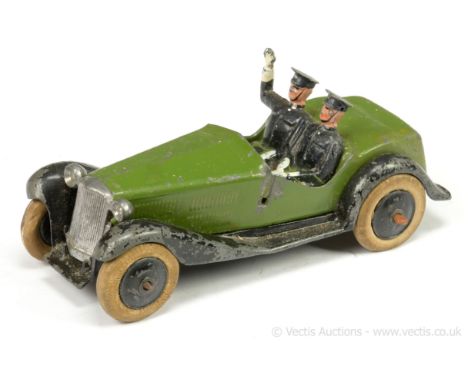 Britains - Set 1413 - Mobile Police Car, [1935 issue], comprising: Apple Green [as used on many of the farm vehicles] Car wit