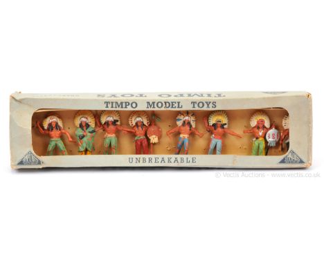 Timpo Solids - Cowboys &amp; Indians Range - Indians on Foot Set 218, circa, 1956, comprising: 8 x Indians Depicted in Variou