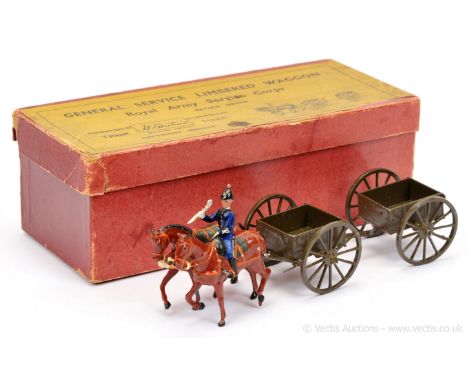 Britains - Set 1329 - General Service Limbered Waggon - Royal Army Service Corps [1934 version], comprising: 2 x Horse Team a
