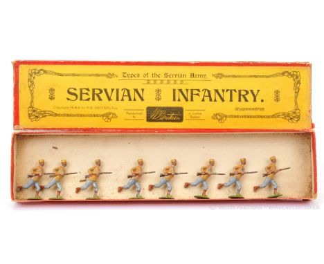 Britains Set 173 - Servian [Serbian] Infantry - [1925 version], comprising: 8 x Other Ranks Charging - Rifles without Bayonet