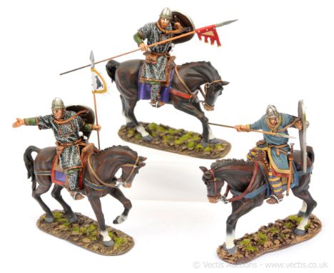John Jenkins Design Limited Edition Miniatures - The Age Of Arthur 1/30th Scale Series, comprising: 3 x Mounted Normans. Mint