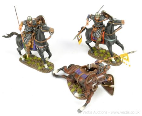 John Jenkins Design Limited Edition Miniatures - The Age Of Arthur 1/30th Scale Series, comprising: 3 x Mounted Normans. Mint