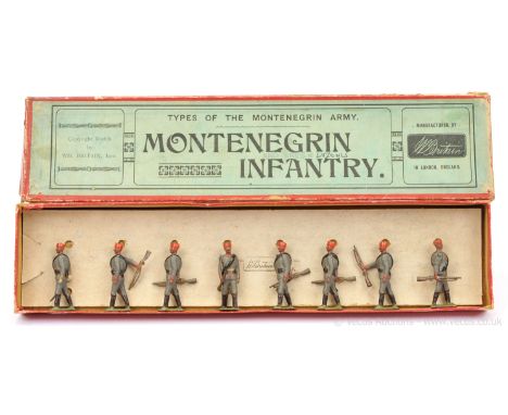 Britains - Set 174 - Montenegrin Infantry - [1925 version], comprising: Officer with Drawn Sword &amp; 7 x Other Ranks Marchi